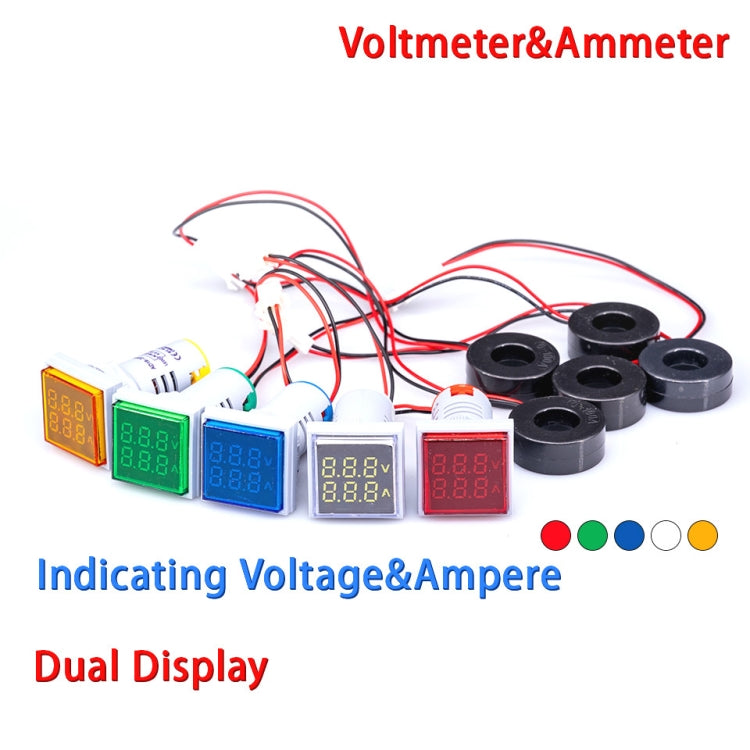 AD16-22FVA Square Signal Indicator Type Mini Digital Display AC Voltage And Current Meter(Blue) - Current & Voltage Tester by PMC Jewellery | Online Shopping South Africa | PMC Jewellery