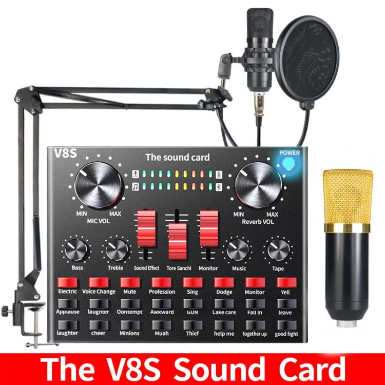 V8S Sound Card Mobile Phone Computer Anchor Live K Song Recording Microphone, Specification:V8S  + Golden Net BM700 Set - Microphone by PMC Jewellery | Online Shopping South Africa | PMC Jewellery | Buy Now Pay Later Mobicred