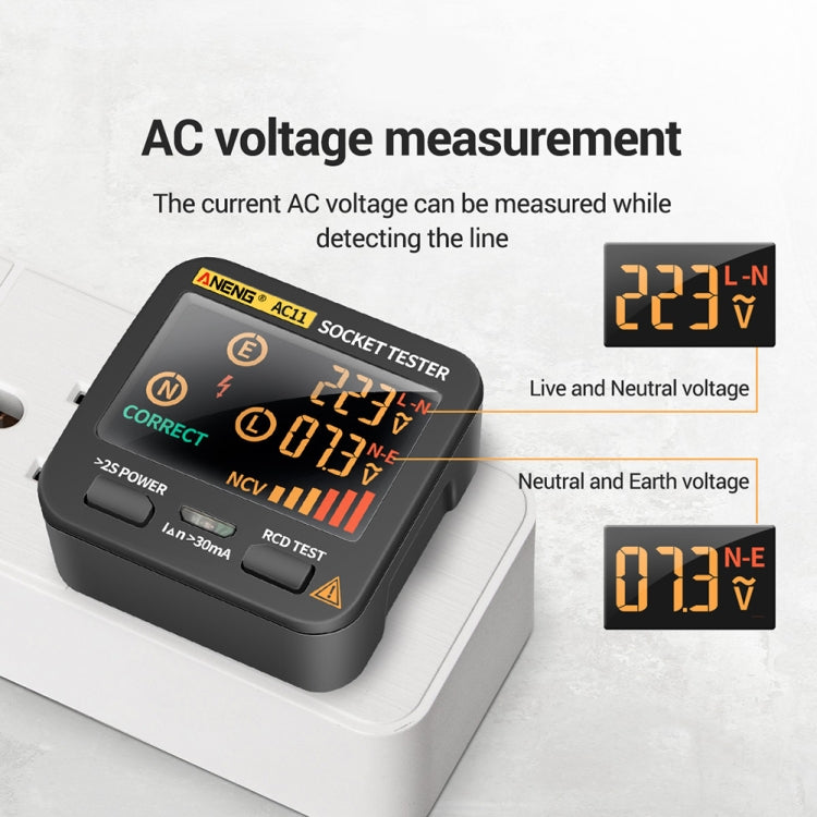 ANENG AC11 Multifunctional Digital Display Socket Tester Electrical Ground Wire Tester(EU Plug) - Current & Voltage Tester by ANENG | Online Shopping South Africa | PMC Jewellery | Buy Now Pay Later Mobicred