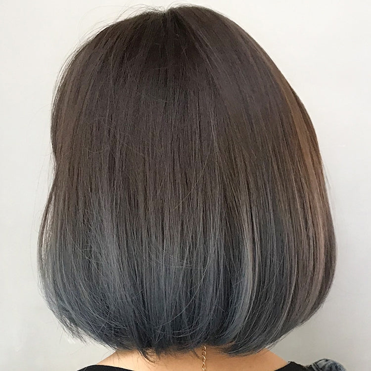 Wig Female Short Hair Bobo Student Head Round Face Full Top Headgear Natural Gradient Color Internal Buckle Straight Hair(Gradient Haze Blue 30CM) - free shipping - PMC TechLife - Order now!