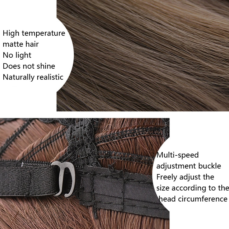 Wig Female Short Hair Bobo Student Head Round Face Full Top Headgear Natural Gradient Color Internal Buckle Straight Hair(Gradient Haze Blue 30CM) - free shipping - PMC TechLife - Order now!