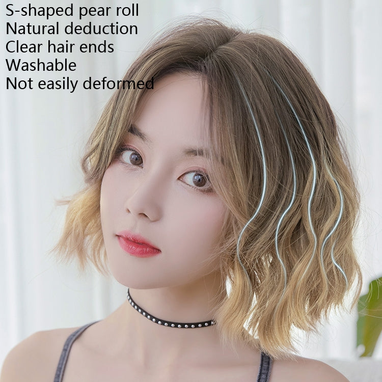 Wigs Women Full Top Short Curly Hair Simulation Chemical Fiber Headgear Natural Lifelike Short Round Face(Light Tea Gradient 32CM) - free shipping - PMC TechLife - Order now!