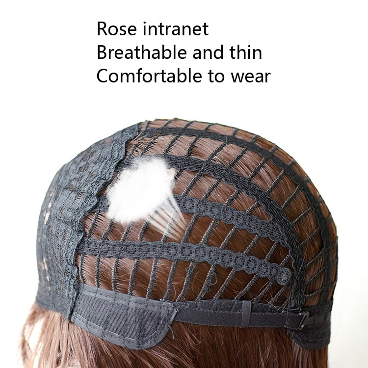 Wigs Women Full Top Short Curly Hair Simulation Chemical Fiber Headgear Natural Lifelike Short Round Face(Light Tea Gradient 32CM) - free shipping - PMC TechLife - Order now!