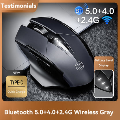 Inphic A1 6 Keys 1000/1200/1600 DPI Home Gaming Wireless Mechanical Mouse, Colour: Gray Wireless+Bluetooth 4.0+Bluetooth 5.0 - Wireless Mice by Inphic | Online Shopping South Africa | PMC Jewellery | Buy Now Pay Later Mobicred