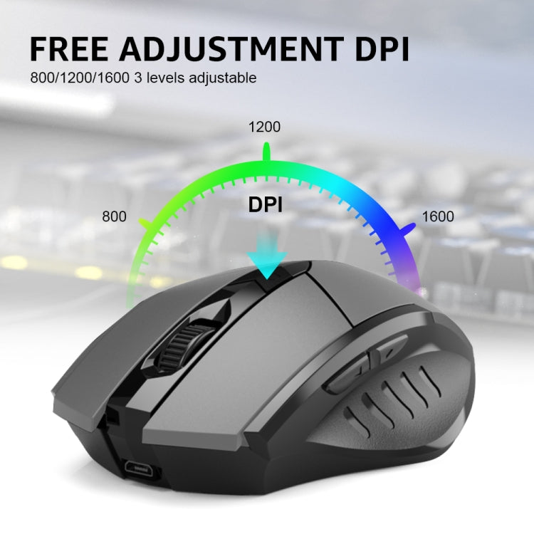 Inphic A1 6 Keys 1000/1200/1600 DPI Home Gaming Wireless Mechanical Mouse, Colour: Gray Wireless+Bluetooth 4.0+Bluetooth 5.0 - Wireless Mice by Inphic | Online Shopping South Africa | PMC Jewellery | Buy Now Pay Later Mobicred