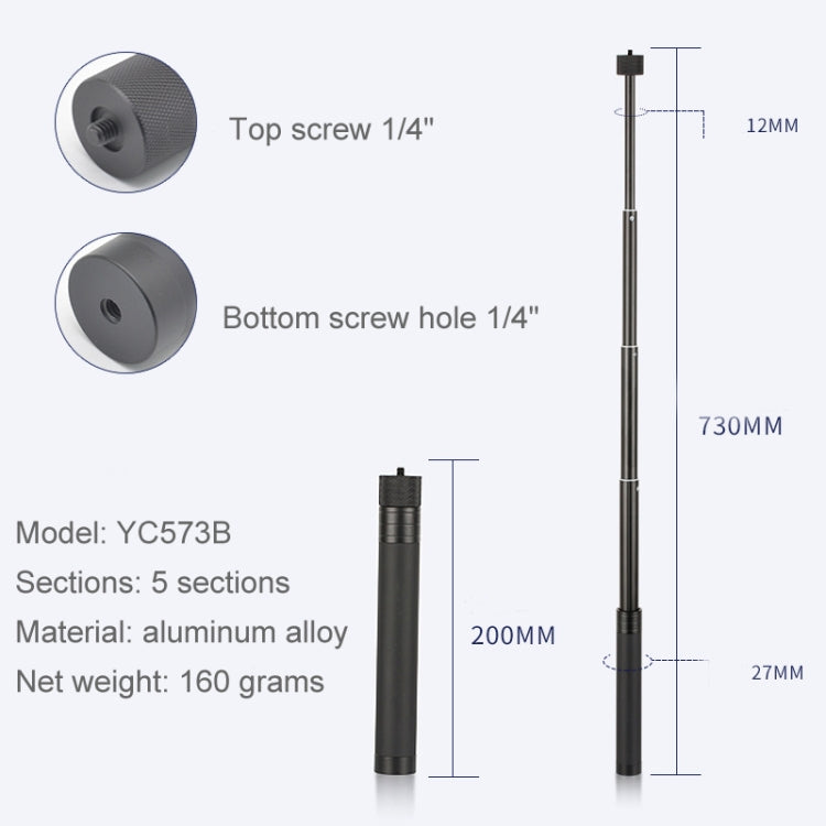 YC573B Extension Rod Stabilizer Dedicated Selfie Extension Rod for Feiyu G5 / SPG / WG2 Gimbal, DJI Osmo Pocket / Pocket 2 - Extendable Pole by PMC TechLife | Online Shopping South Africa | PMC TechLife | Buy Now Pay Later Mobicred