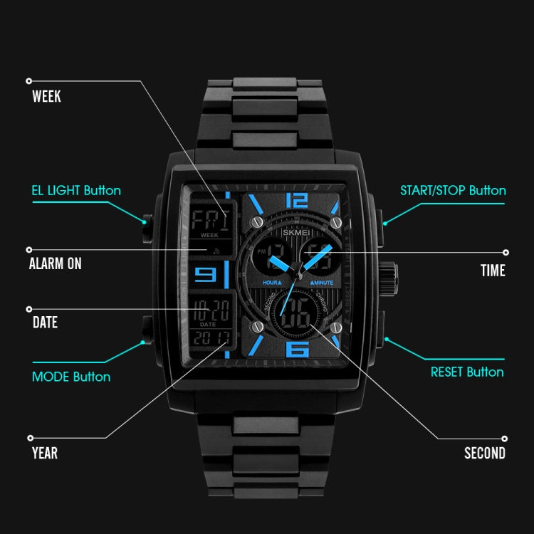SKMEI 1274  Men Fashion Electronic Watch Multifunctional Outdoor Sports Watch(Blue) - free shipping - PMC TechLife - Order now!