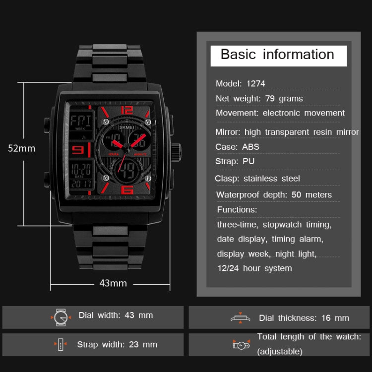 SKMEI 1274  Men Fashion Electronic Watch Multifunctional Outdoor Sports Watch(Blue) - free shipping - PMC TechLife - Order now!