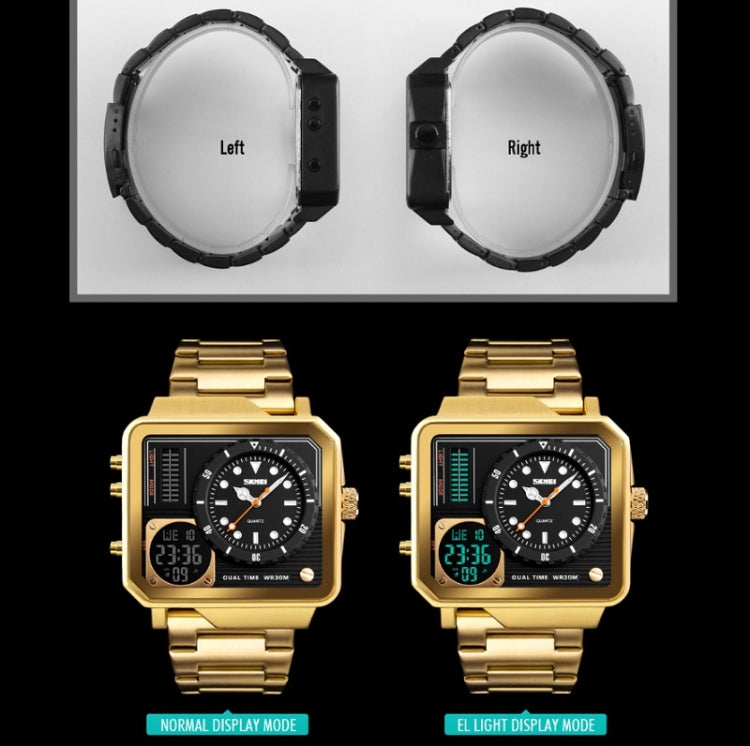 SKMEI 1392 Multi-Function Outdoor Sports Watch Business Double Display Waterproof Electronic Watch(Golden) - free shipping - PMC TechLife - Order now!