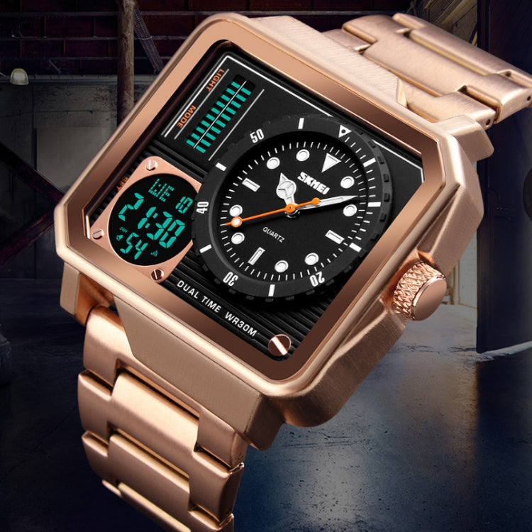 SKMEI 1392 Multi-Function Outdoor Sports Watch Business Double Display Waterproof Electronic Watch(Silver) - free shipping - PMC TechLife - Order now!