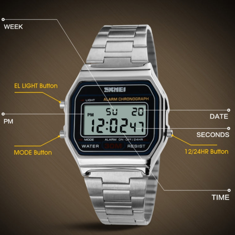 SKMEI 1123 Men Business Lightweight Watch Waterproof Steel Band Electronic Watch - free shipping - PMC TechLife - Order now!
