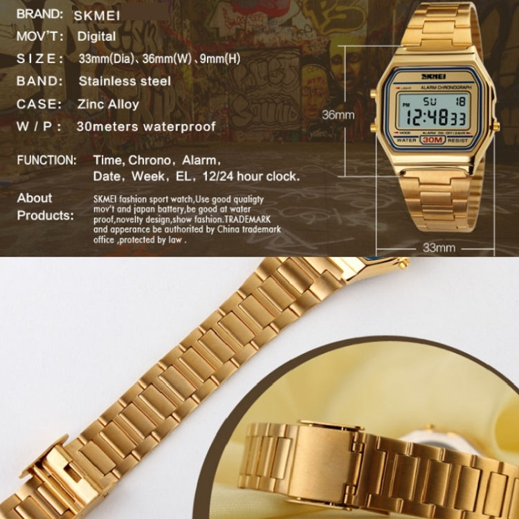 SKMEI 1123 Men Business Lightweight Watch Waterproof Steel Band Electronic Watch - free shipping - PMC TechLife - Order now!