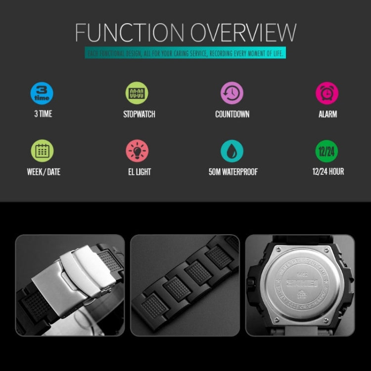 SKMEI 1452 Outdoor Sports Electronic Watch Multifunctional Waterproof Watch(ArmyGreen) - free shipping - PMC TechLife - Order now!
