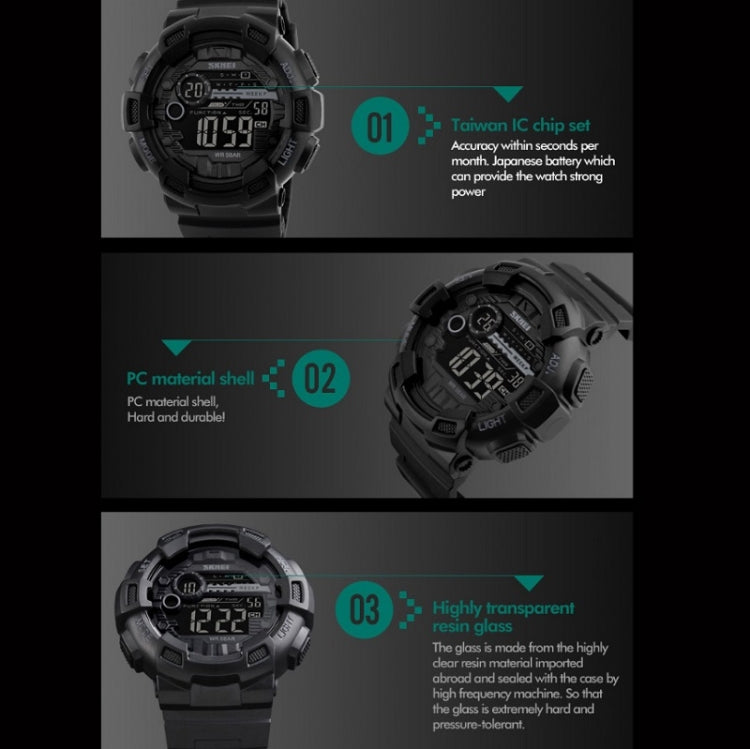SKMEI 1243 Men Sports Watch Outdoor Waterproof Digital Watch(Black) - free shipping - PMC TechLife - Order now!