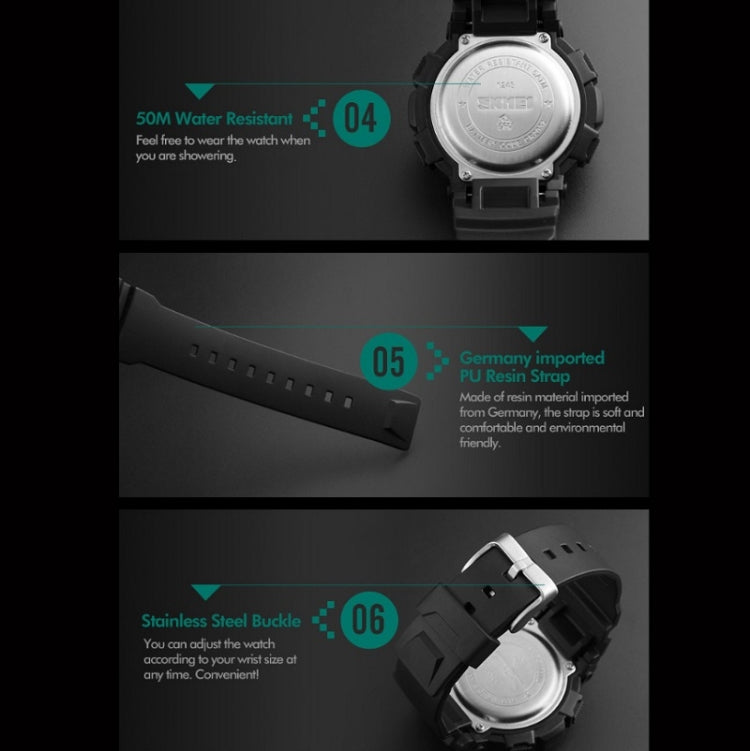 SKMEI 1243 Men Sports Watch Outdoor Waterproof Digital Watch(Black) - free shipping - PMC TechLife - Order now!