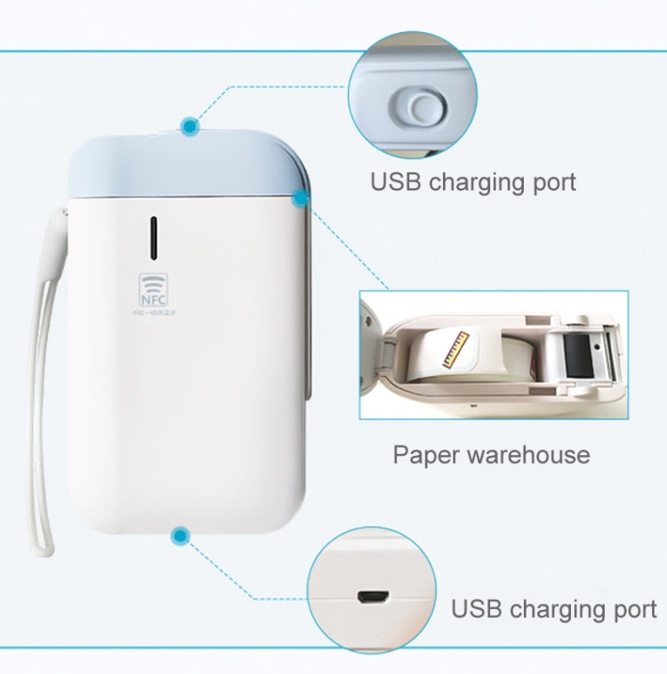 B100 Handheld Portable Bluetooth Mini Label Receipt Printer USB Charging Printer, Specification: Machine+White Label 3 Rolls - Printer by PMC Jewellery | Online Shopping South Africa | PMC Jewellery | Buy Now Pay Later Mobicred