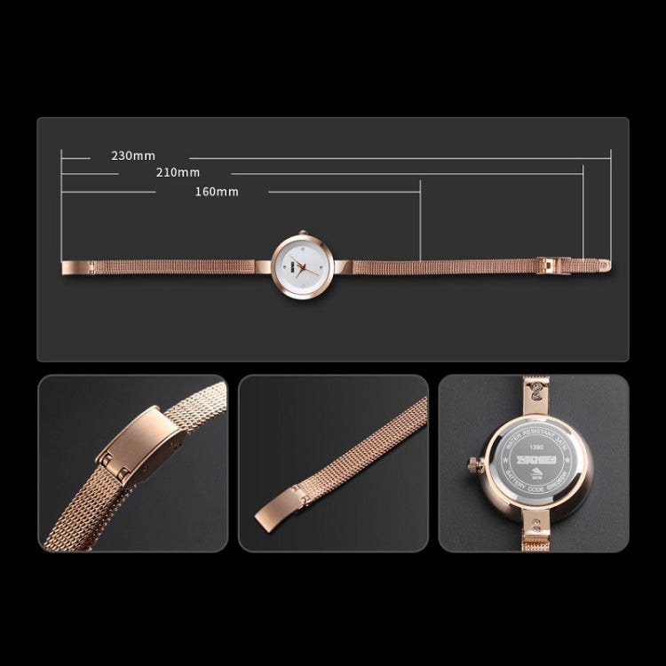SKMEI 1390 Ladies Business Casual Watch Steel Band Lightweight Quartz Watch(Golden) - free shipping - PMC TechLife - Order now!