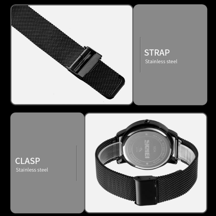 SKMEI 1634 Men Waterproof Watch Fashion Quartz Watch(White Mesh Belt) - free shipping - PMC TechLife - Order now!