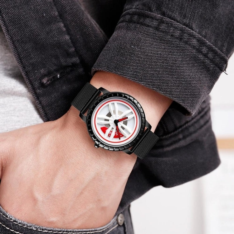 SKMEI 1634 Men Waterproof Watch Fashion Quartz Watch(Black Mesh Belt) - free shipping - PMC TechLife - Order now!