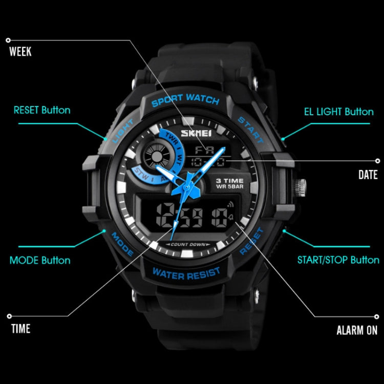 SKMEI 1357 Mens Multifunctional Sports Digital Watch Student Waterproof Watch(Black) - free shipping - PMC TechLife - Order now!