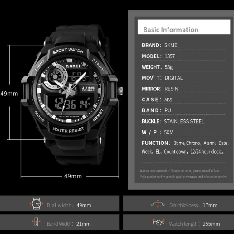 SKMEI 1357 Mens Multifunctional Sports Digital Watch Student Waterproof Watch(Red) - free shipping - PMC TechLife - Order now!