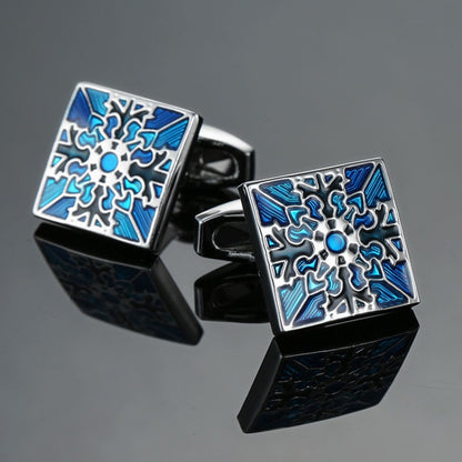 Men Shirt Cufflinks Blue Series Enamel Crystal Vintage Pattern Cufflinks, Color: 15 - Cufflinks by PMC Jewellery | Online Shopping South Africa | PMC Jewellery