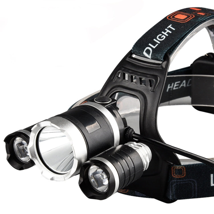 Strong Light Long-Range Rechargeable Three-Head Lamp Outdoor Fishing Lamp Led Head-Mounted Flashlight (3T6 2 Batteries) - Headlamp by PMC Jewellery | Online Shopping South Africa | PMC Jewellery | Buy Now Pay Later Mobicred