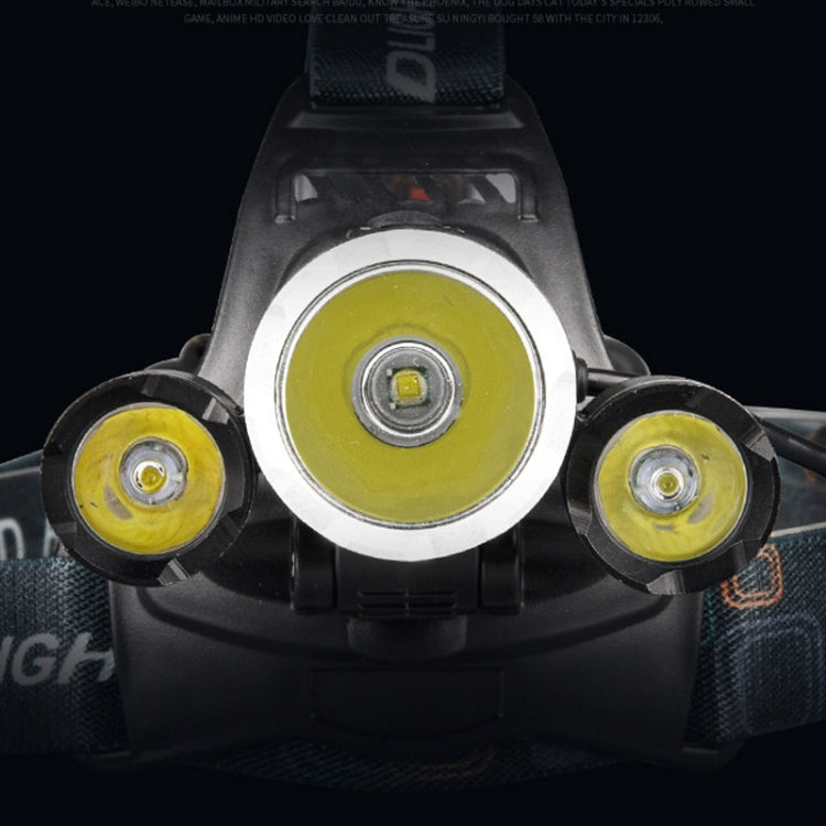 Strong Light Long-Range Rechargeable Three-Head Lamp Outdoor Fishing Lamp Led Head-Mounted Flashlight (1T6 x 2XPE 2 Batteries) - Headlamp by PMC Jewellery | Online Shopping South Africa | PMC Jewellery | Buy Now Pay Later Mobicred