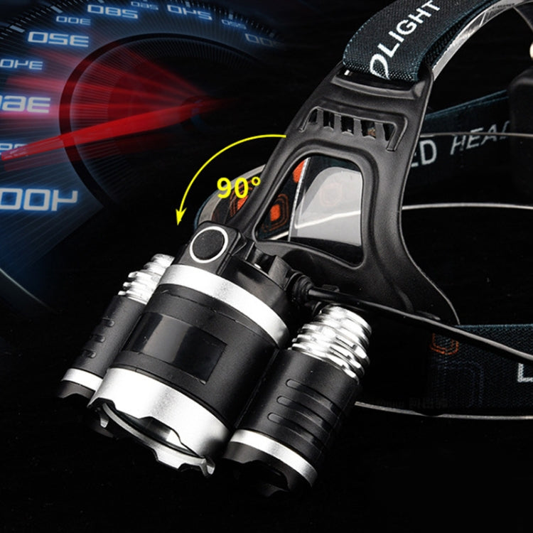 Strong Light Long-Range Rechargeable Three-Head Lamp Outdoor Fishing Lamp Led Head-Mounted Flashlight (1T6 x 2XPE 2 Batteries) - Headlamp by PMC Jewellery | Online Shopping South Africa | PMC Jewellery | Buy Now Pay Later Mobicred