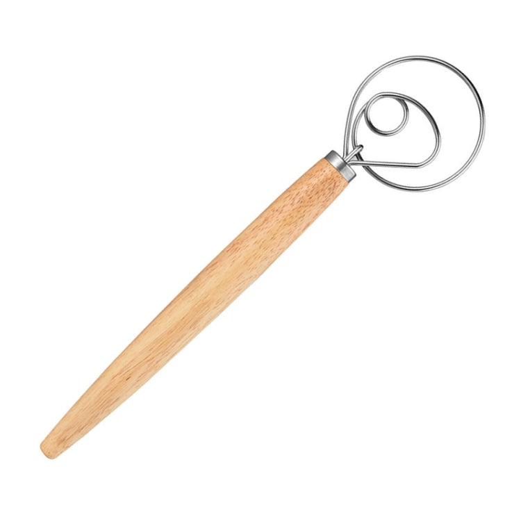 2 PCS 13 Inch Oak Handle Flour Mixer Dough Stainless Steel Mixing Rod Coil Whisk Single Circle Agitator - Gadgets by PMC TechLife | Online Shopping South Africa | PMC TechLife | Buy Now Pay Later Mobicred