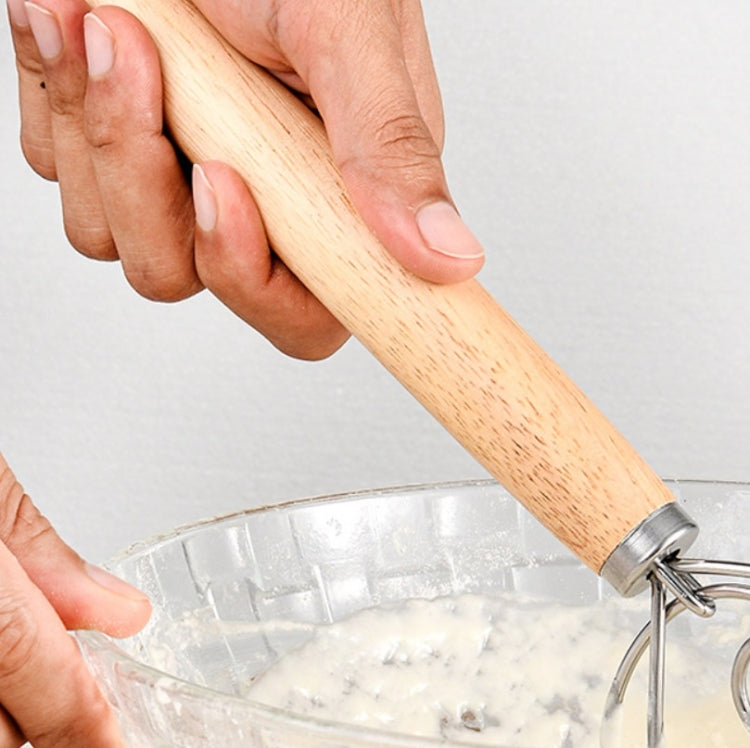 2 PCS 13 Inch Oak Handle Flour Mixer Dough Stainless Steel Mixing Rod Coil Whisk Three Circle Agitator - free shipping - PMC TechLife - Order now!