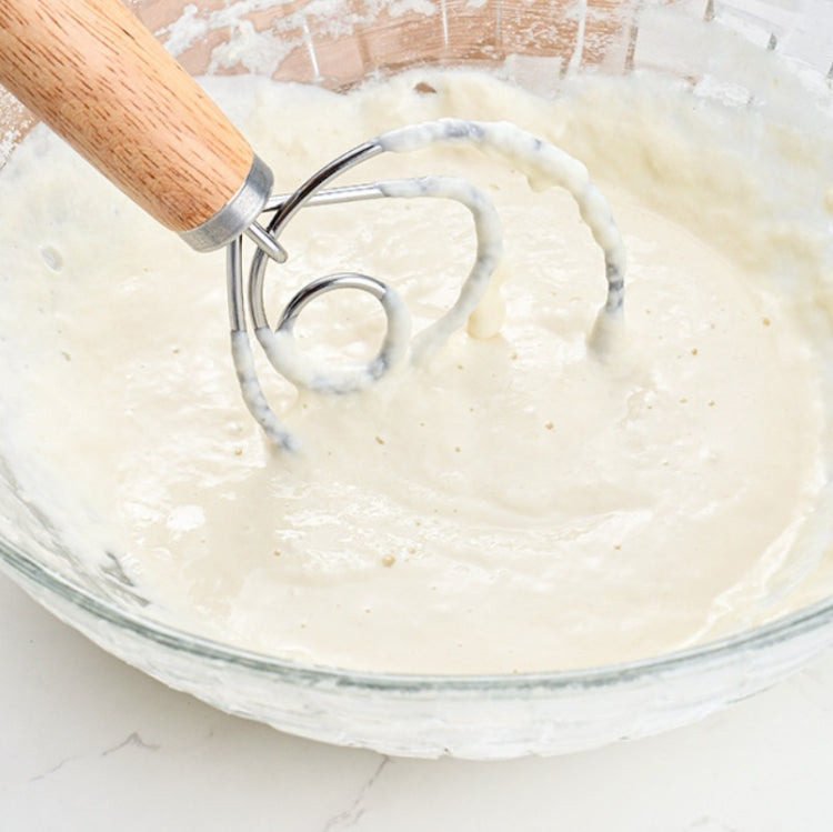 2 PCS 13 Inch Oak Handle Flour Mixer Dough Stainless Steel Mixing Rod Coil Whisk Three Circle Agitator - free shipping - PMC TechLife - Order now!