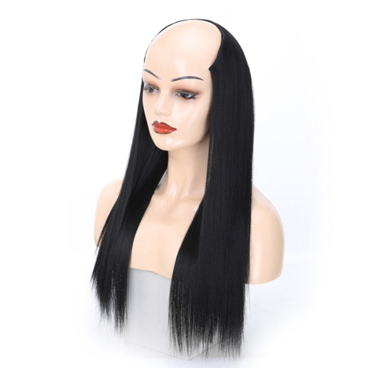 Wig Half Headgear Long Straight Hair U-Shaped Wig Headgear, Colour: 1.US-1B# Black - free shipping - PMC TechLife - Order now!