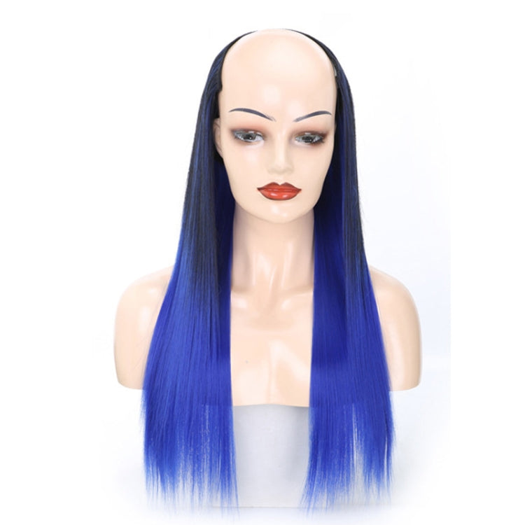 Wig Half Headgear Long Straight Hair U-Shaped Wig Headgear, Colour: 3. Black Gradient Sapphire Blue - free shipping - PMC TechLife - Order now!