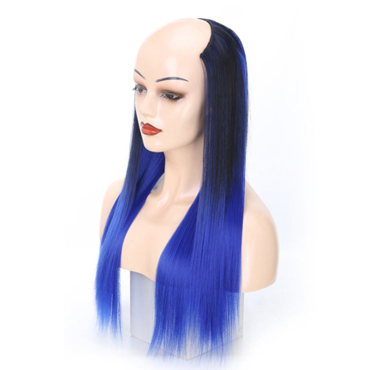 Wig Half Headgear Long Straight Hair U-Shaped Wig Headgear, Colour: 3. Black Gradient Sapphire Blue - free shipping - PMC TechLife - Order now!