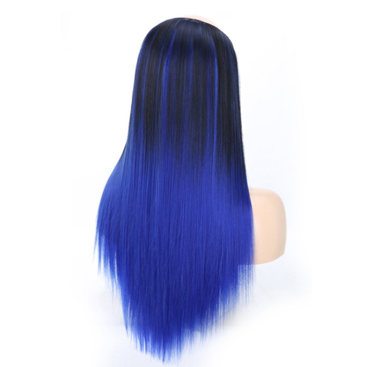 Wig Half Headgear Long Straight Hair U-Shaped Wig Headgear, Colour: 3. Black Gradient Sapphire Blue - free shipping - PMC TechLife - Order now!