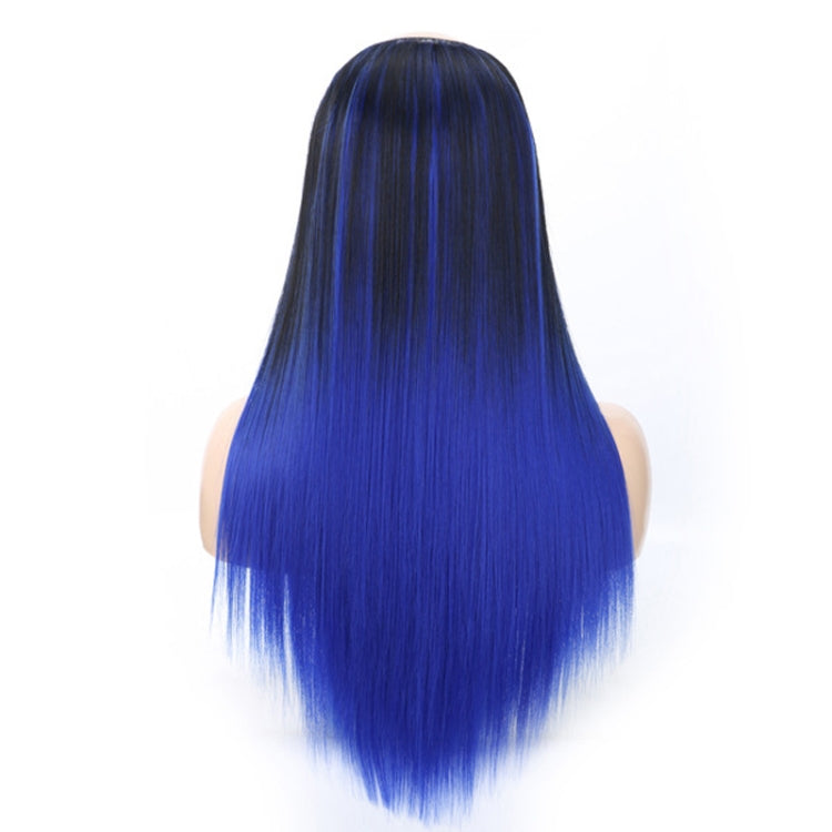 Wig Half Headgear Long Straight Hair U-Shaped Wig Headgear, Colour: 3. Black Gradient Sapphire Blue - free shipping - PMC TechLife - Order now!