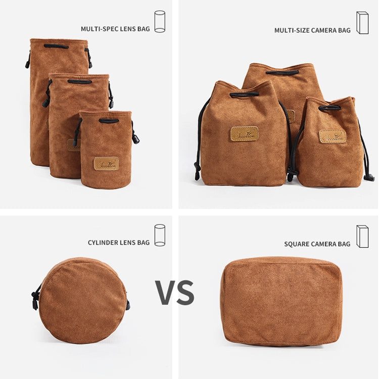 S.C.COTTON Liner Shockproof Digital Protection Portable SLR Lens Bag Micro Single Camera Bag Round Khaki M - free shipping - PMC TechLife - Order now!