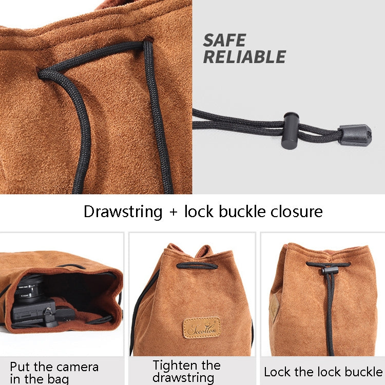 S.C.COTTON Liner Shockproof Digital Protection Portable SLR Lens Bag Micro Single Camera Bag Round Khaki M - free shipping - PMC TechLife - Order now!