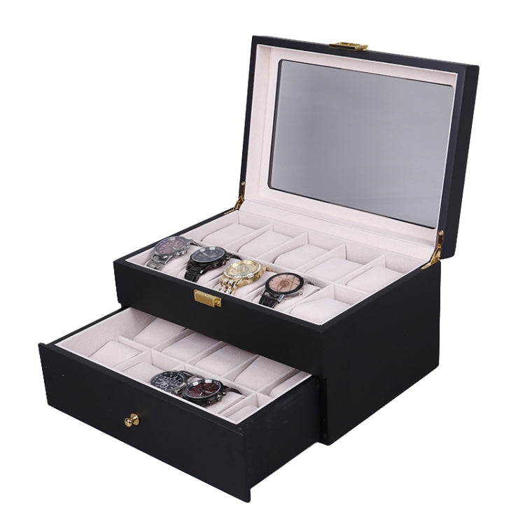 Wooden Baking Paint Watch Box Jewelry Storage Display Box(20-bit Black + Rice Matte) - free shipping - PMc TechLife - Order now!