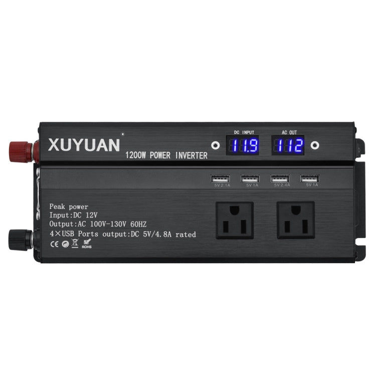 XUYUAN 1200W Car Inverter with LED Display Converter, US Plug, Specification: 12V to 110V -  by XUYUAN | Online Shopping South Africa | PMC Jewellery | Buy Now Pay Later Mobicred