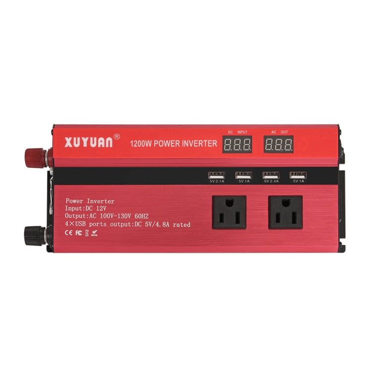 XUYUAN 1200W Car Inverter with Display Converter, US Plug, Specification: 12V to 110V -  by XUYUAN | Online Shopping South Africa | PMC Jewellery | Buy Now Pay Later Mobicred