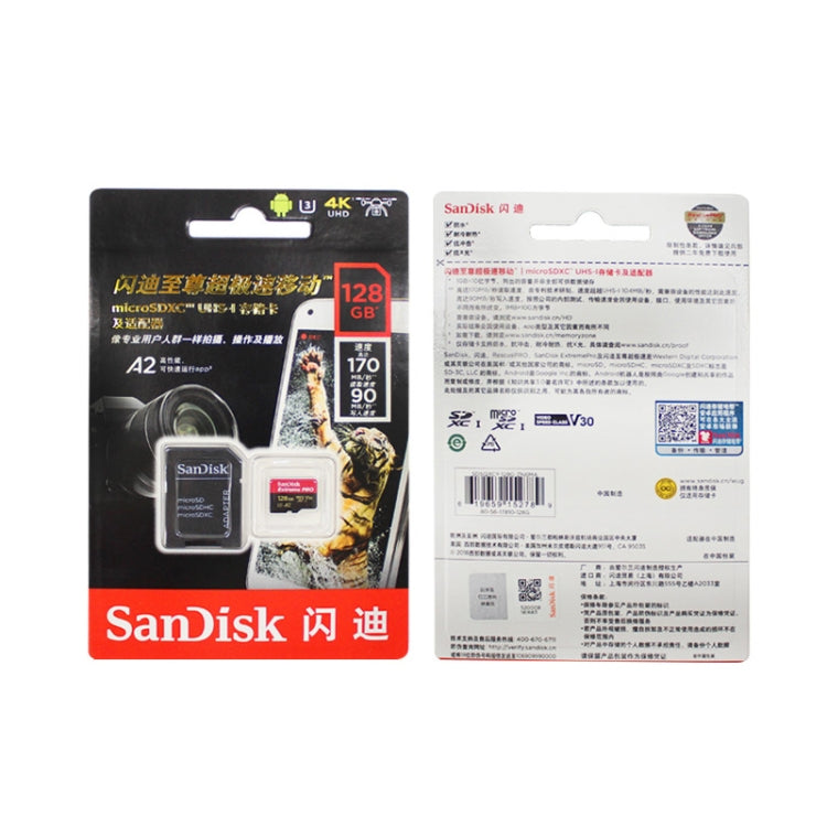 SanDisk U3 High-Speed Micro SD Card  TF Card Memory Card for GoPro Sports Camera, Drone, Monitoring 128GB(A2), Colour: Black Card - Micro SD Card by SanDisk | Online Shopping South Africa | PMC Jewellery | Buy Now Pay Later Mobicred