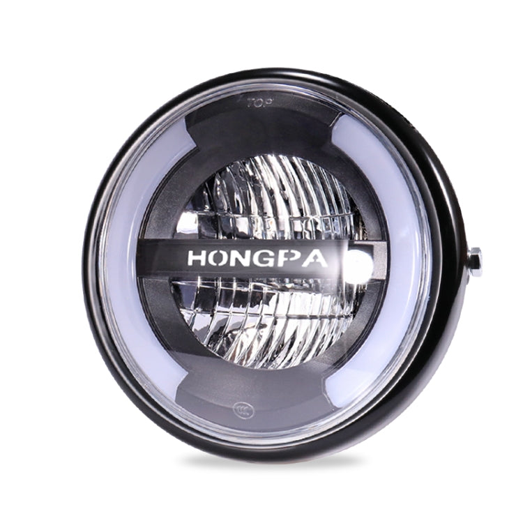 HONGPA Motorcycle Retro Headlights Modified Parts LED General Metal Headlights(Bright Black) - Headlights by PMC Jewellery | Online Shopping South Africa | PMC Jewellery | Buy Now Pay Later Mobicred