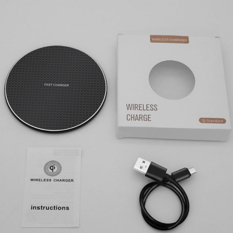 2pcs K8 10W Universal Aluminum Alloy Mobile Phone Wireless Charger, Specification:with 1m Cable(Black) - Wireless Charger by PMC Jewellery | Online Shopping South Africa | PMC Jewellery | Buy Now Pay Later Mobicred