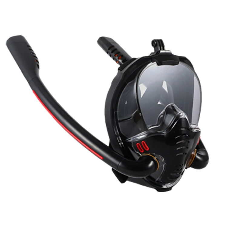Snorkeling Mask Double Tube Silicone Full Dry Diving Mask Adult Swimming Mask Diving Goggles, Size: S/M(Black/Black) - Diving Mask by PMC TechLife | Online Shopping South Africa | PMC TechLife | Buy Now Pay Later Mobicred