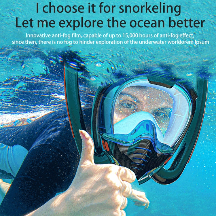 Snorkeling Mask Double Tube Silicone Full Dry Diving Mask Adult Swimming Mask Diving Goggles, Size: S/M(White/Blue) - free shipping - PMC TechLife - Order now!