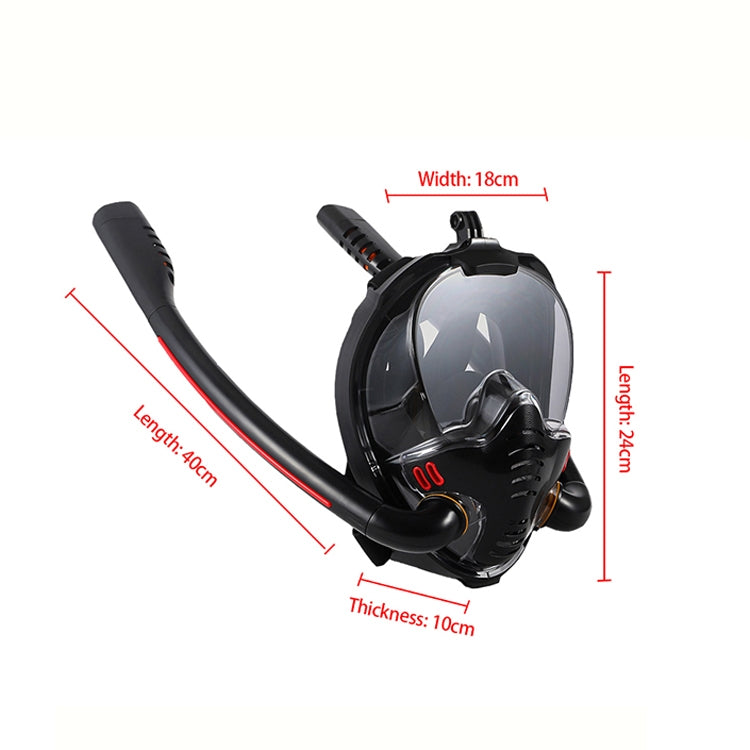 Snorkeling Mask Double Tube Silicone Full Dry Diving Mask Adult Swimming Mask Diving Goggles, Size: S/M(Black/Black) - Diving Mask by PMC Jewellery | Online Shopping South Africa | PMC Jewellery | Buy Now Pay Later Mobicred