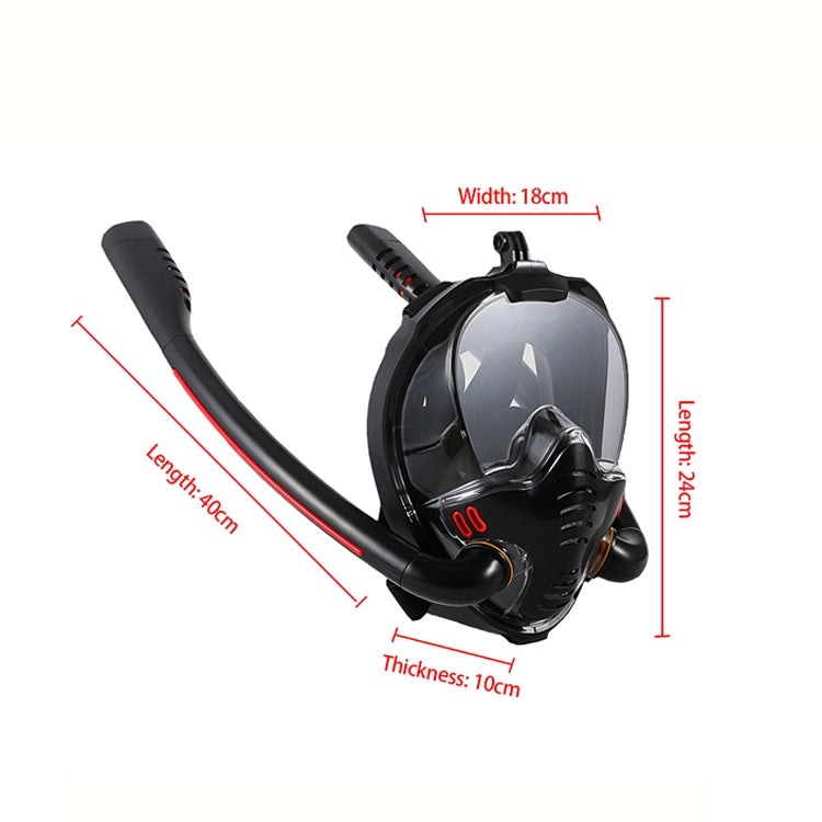 Snorkeling Mask Double Tube Silicone Full Dry Diving Mask Adult Swimming Mask Diving Goggles, Size: L/XL(Black/Black) - Diving Mask by PMC Jewellery | Online Shopping South Africa | PMC Jewellery | Buy Now Pay Later Mobicred