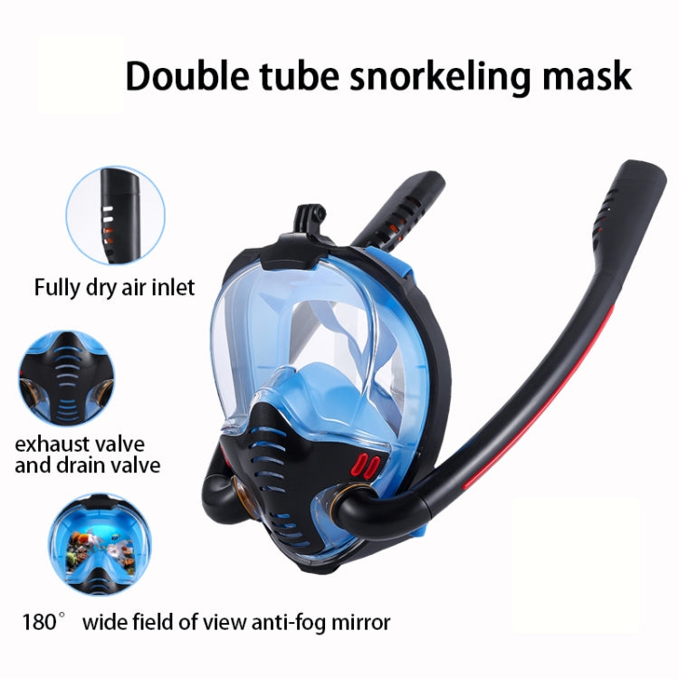 Snorkeling Mask Double Tube Silicone Full Dry Diving Mask Adult Swimming Mask Diving Goggles, Size: L/XL(White/Blue) - Diving Mask by PMC Jewellery | Online Shopping South Africa | PMC Jewellery | Buy Now Pay Later Mobicred